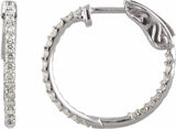 14K White Gold 1/2 CTW Natural Diamond Inside-Outside 19 mm Hinged Hoop Earrings