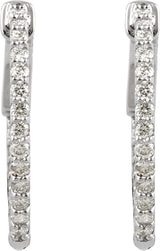 14K White Gold 1/2 CTW Natural Diamond Inside-Outside 19 mm Hinged Hoop Earrings