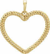 14K Yellow Gold Rope Heart Pendant