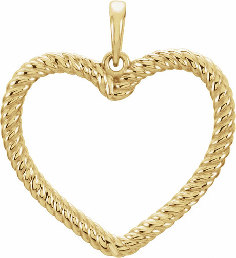 14K Yellow Gold Rope Heart Pendant