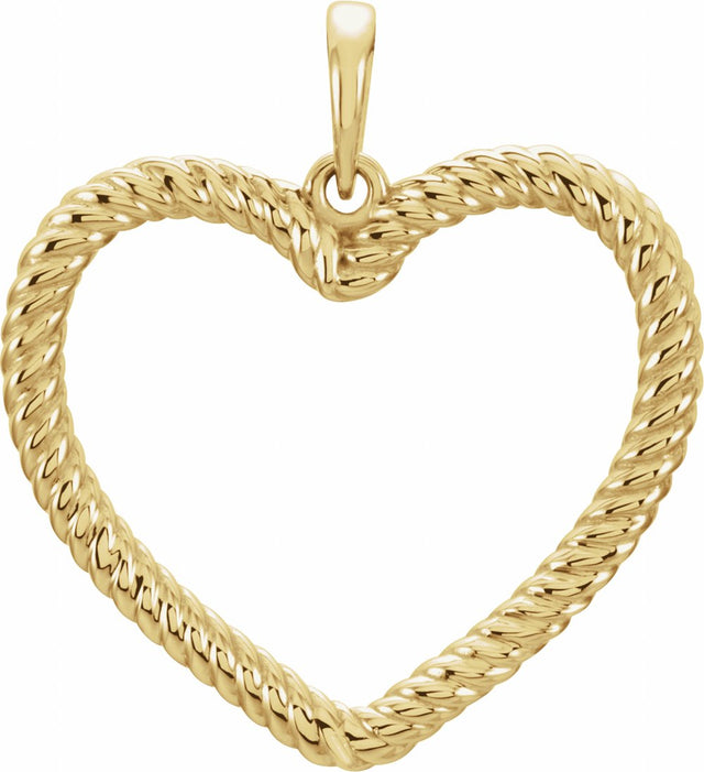 14K Yellow Gold Rope Heart Pendant