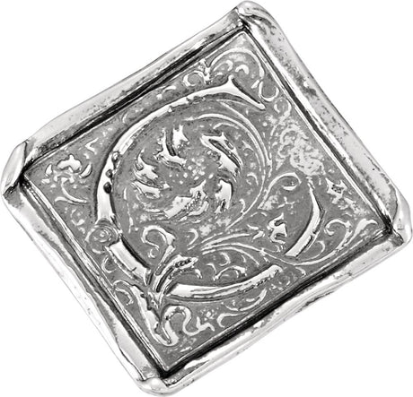 Sterling Silver Posh Mommy® Vintage-Inspired Initial C Ring