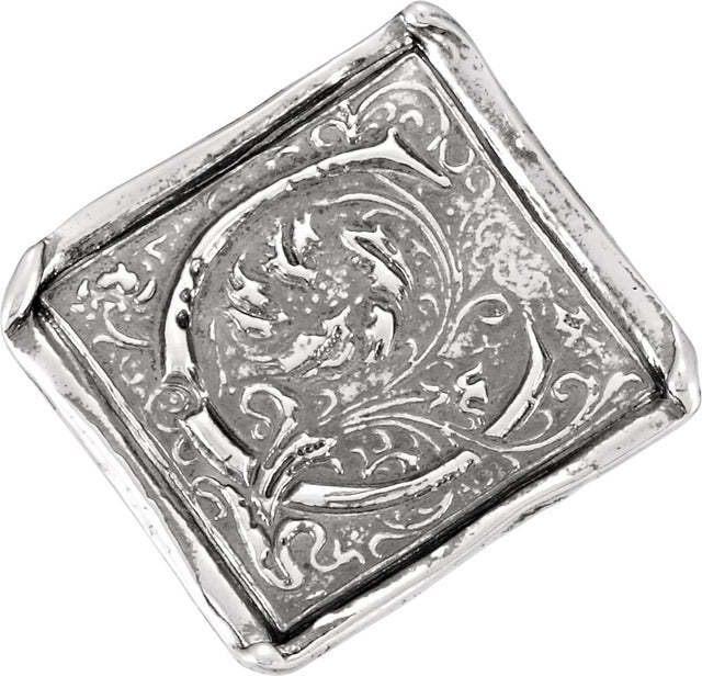 Sterling Silver Posh Mommy® Vintage-Inspired Initial C Ring