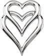 14K White Double Heart Slide Pendant