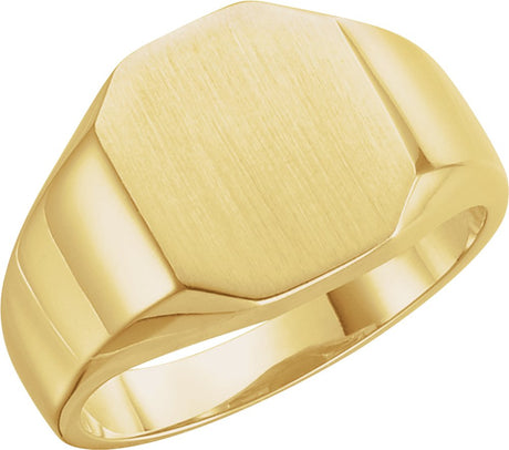 14K Yellow Gold 11x9 mm Octagon Signet Ring 