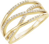 14K Yellow 1/5 CTW Natural Diamond Criss-Cross Ring