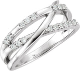 14K White 1/4 CTW Natural Diamond Criss-Cross Ring