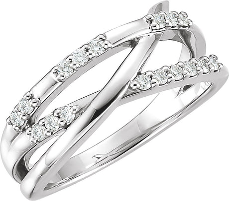 14K White 1/4 CTW Natural Diamond Criss-Cross Ring