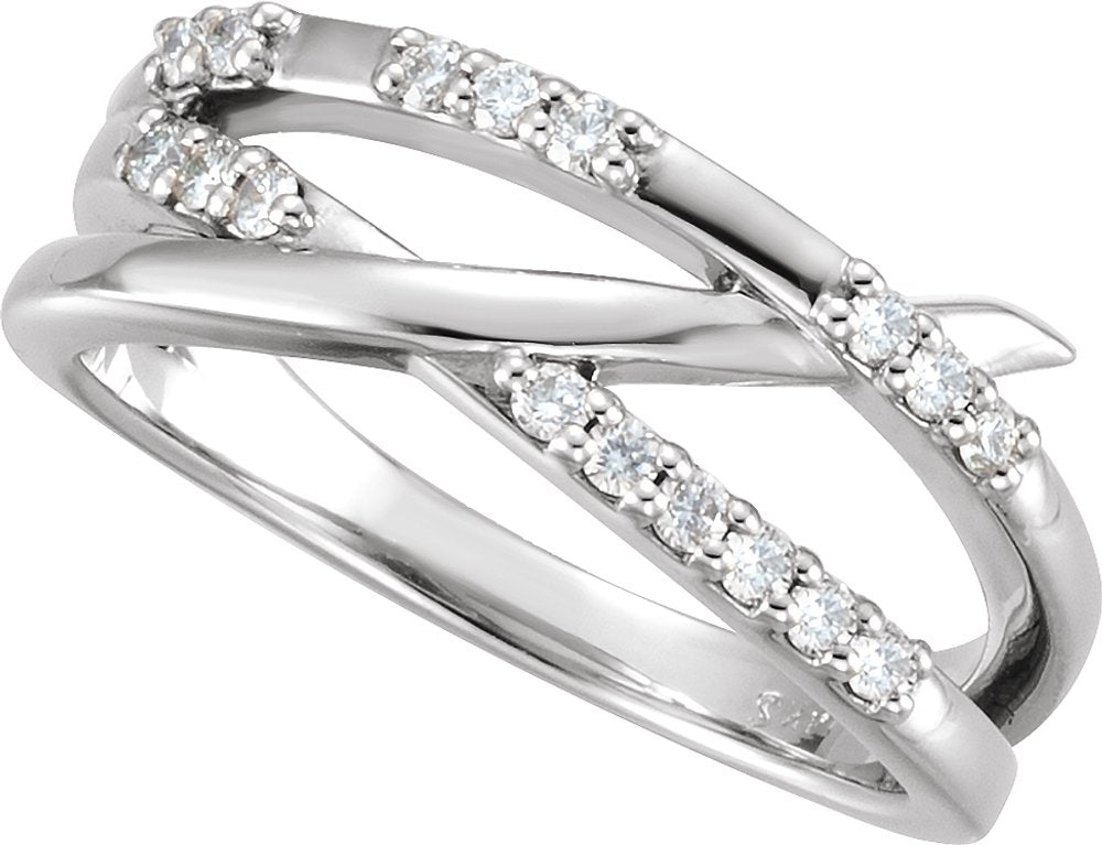 14K White 1/4 CTW Natural Diamond Criss-Cross Ring