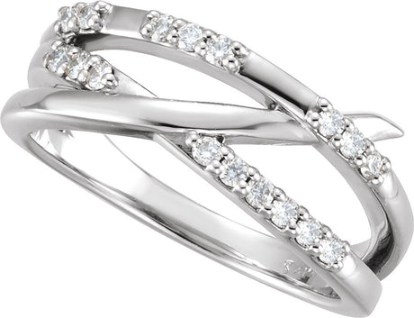 14K White Gold 1/4 CTW Natural Diamond Criss-Cross Ring