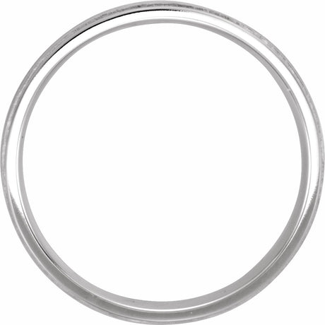 14K White 7 mm Flat Edge Comfort-Fit Band with Milgrain & Satin Finish