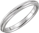 Platinum 2.5 mm Milgrain Edge Comfort-Fit Knife Band Size 6