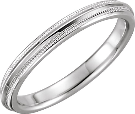 Platinum 2.5 mm Milgrain Edge Comfort-Fit Knife Band Size 6