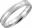 14K White 4 mm Flat Comfort-Fit Band with Milgrain & Hammer Finish Size 9.5