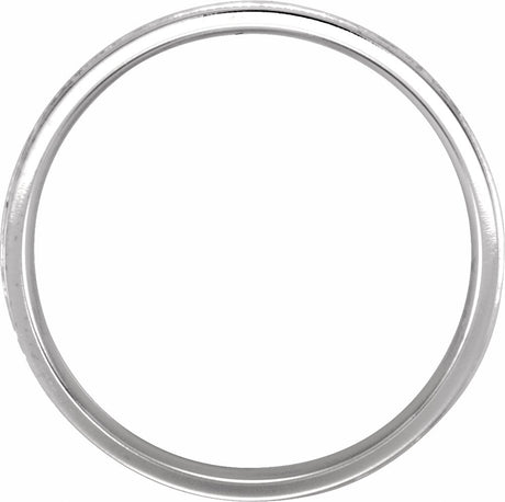 14K White 4 mm Flat Comfort-Fit Band with Milgrain & Hammer Finish Size 9.5