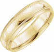 14K Yellow Gold 6 mm Milgrain Edge Comfort-Fit Half Round Band Size 9