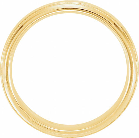 14K Yellow 6 mm Milgrain Edge Comfort-Fit Half Round Band Size 12