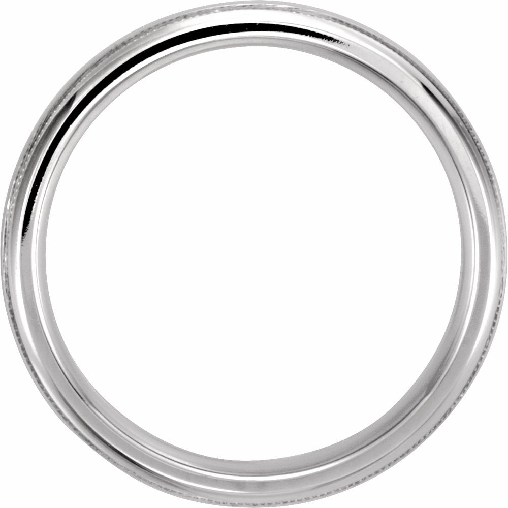 14K White 5 mm Half Round Band with Milgrain Size 10