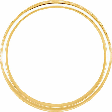 14K Yellow 5 mm Flat Comfort-Fit Band with Milgrain & Hammer Finish