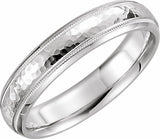 14K White Gold 5 mm Milgrain Edge Comfort-Fit Half Round Band Size 7.5