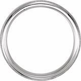 14K White Gold 5 mm Milgrain Edge Comfort-Fit Half Round Band Size 7.5
