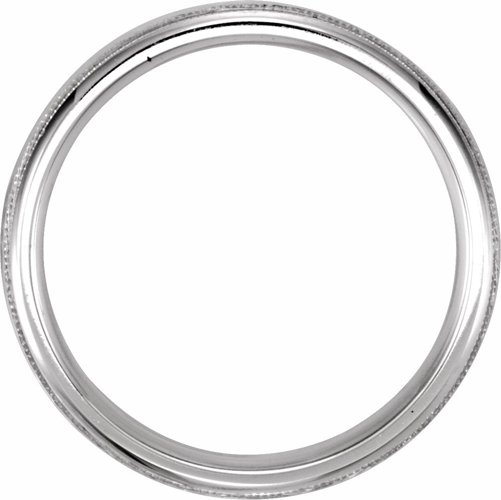 14K White 5 mm Milgrain Edge Comfort-Fit Half Round Band Size 9.5