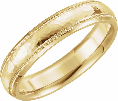 18K Yellow Gold 4 mm Milgrain Edge Comfort-Fit Half Round Band Size 9.5