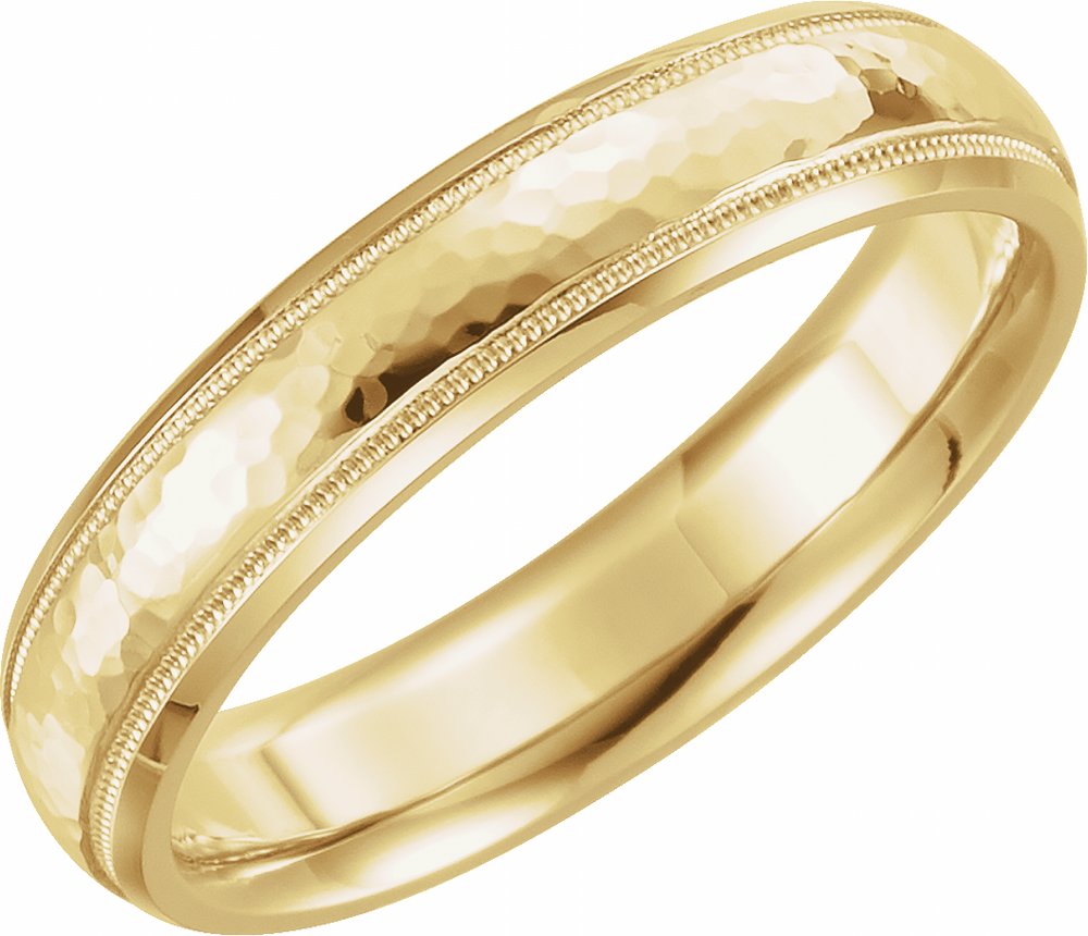 18K Yellow Gold 4 mm Milgrain Edge Comfort-Fit Half Round Band Size 9.5