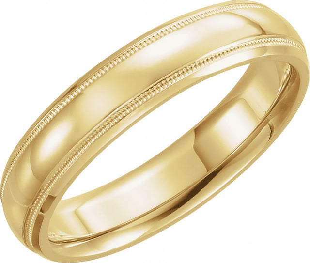 14K Yellow Gold 4 mm Milgrain Comfort-Fit Half Round Band Size 6