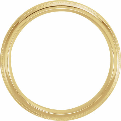 14K Yellow Gold 4 mm Milgrain Comfort-Fit Half Round Band Size 6