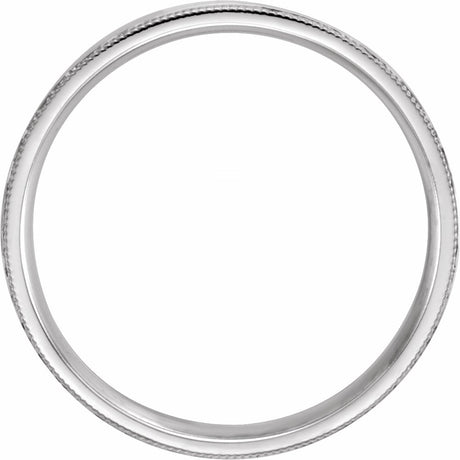 Platinum 5 mm Milgrain Edge Comfort-Fit Flat Band Size 10