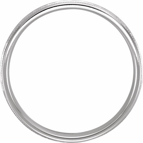 14K White 5 mm Flat Comfort-Fit Band with Milgrain & Hammer Finish