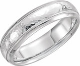 14K White Gold 6 mm Milgrain Edge Comfort-Fit Half Round Band Size 10.5