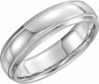 14K White Gold 7 mm Milgrain Comfort-Fit Half Round Band Size 10