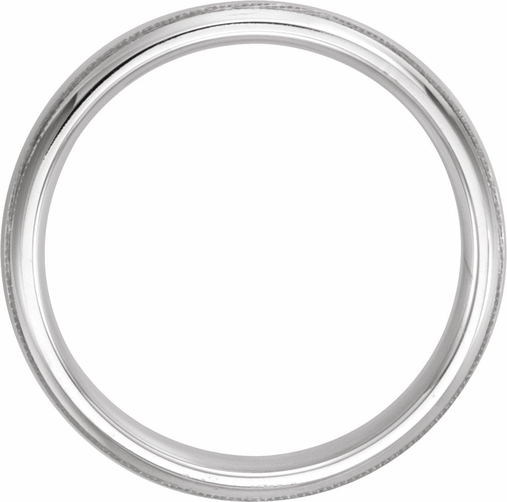 14K White Gold 7 mm Milgrain Comfort-Fit Half Round Band Size 10