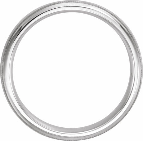 Platinum 6 mm Half Round Band with Milgrain Size 6.5