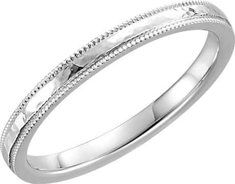 14K White Gold 2 mm Milgrain Edge Comfort-Fit Flat Band Size 7