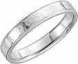 14K White 4 mm Milgrain Edge Comfort-Fit Flat Band Size Hammer