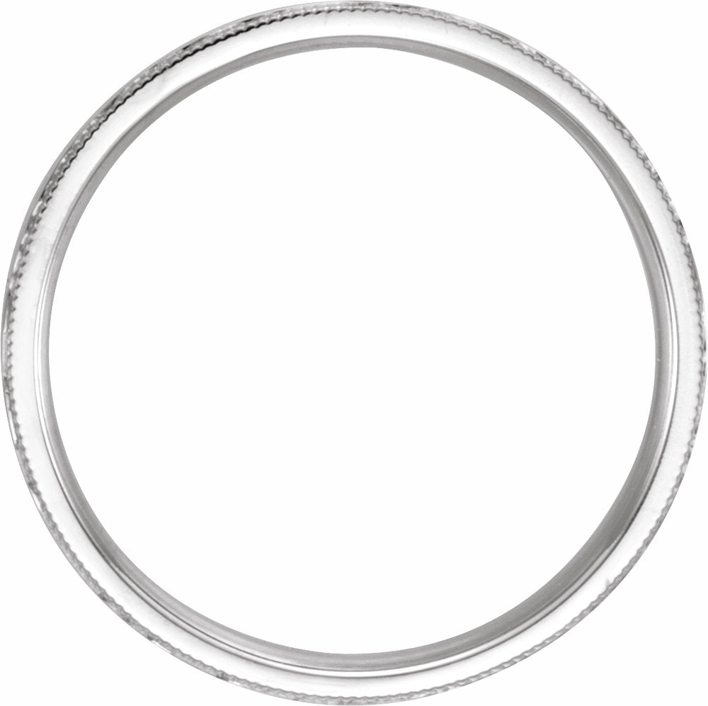 14K White 4 mm Milgrain Edge Comfort-Fit Flat Band Size Hammer