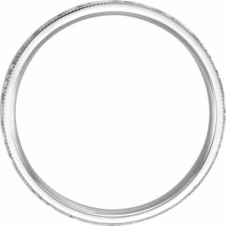14K White 4 mm Flat Hammered Milgrain Edge Comfort-Fit Band Size 6