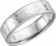 14K White 6 mm Milgrain Edge Comfort-Fit Flat Band Size 10