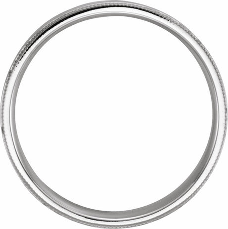 14K White 6 mm Milgrain Edge Comfort-Fit Flat Band