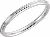 Platinum 2 mm Milgrain Comfort-Fit Half Round Band Size 6.5