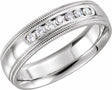 14K White 1/4 CTW Natural Diamond Double Milgrain Size 7