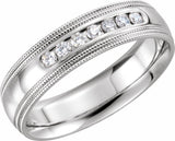 14K White 1/4 CTW Natural Diamond Double Milgrain Size 7