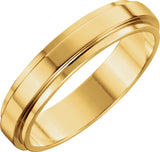 14K Yellow 5 mm Flat Stepped-Edge Band Size 7.5