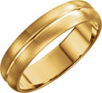 14K Yellow Gold 5 mm Grooved Comfort-Fit Half Round Band Size 8.5