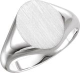 14K White Gold 11x9.5 mm Oval Signet Ring