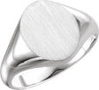 14K White 11x9.5 mm Oval Signet Ring