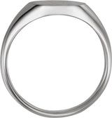 14K White Gold 11x9.5 mm Oval Signet Ring
